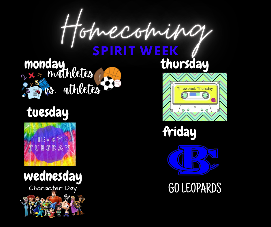 August 29th Monday: Mathletes/Athletes August 30th Tuesday: Tie Dye Tuesday August 31st Wednesday: Character Day September 1st Thursday: Throwback Thursday September 2nd Friday: Banks County Spirit Day